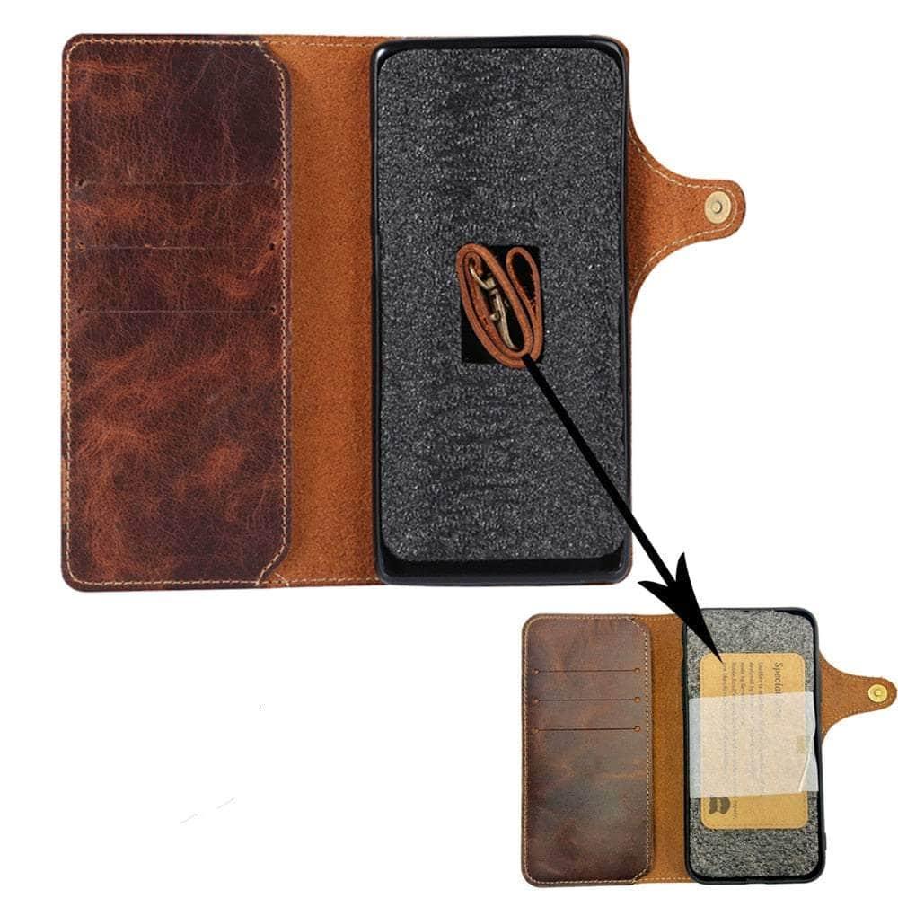 Casebuddy Real Leather iPhone 15 Plus Vintage Card Case