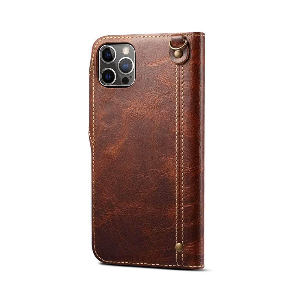 Casebuddy Real Leather iPhone 15 Plus Vintage Card Case