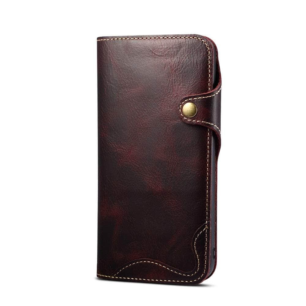Casebuddy Claret / For iPhone 15 Plus Real Leather iPhone 15 Plus Vintage Card Case