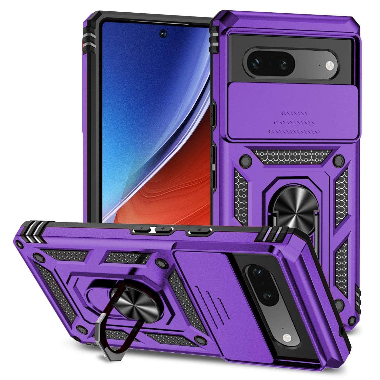 Casebuddy Purple / For Pixel 8 Pro Slide Metal Ring Holder Google Pixel 8 Pro Case