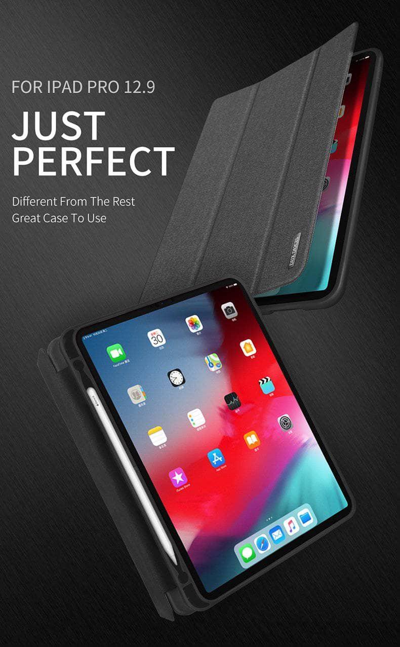 DUX DUCIS Smart Leather Look iPad Pro 12.9 2018 Stand Cover with Pencil Holder Coque - CaseBuddy