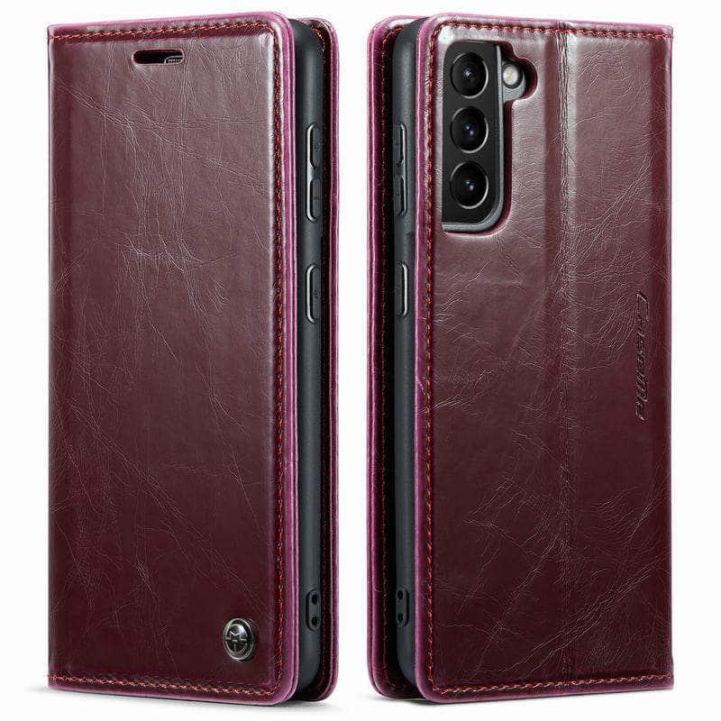 Casebuddy Red / S23 Galaxy S23 Leather Flip Wallet Case