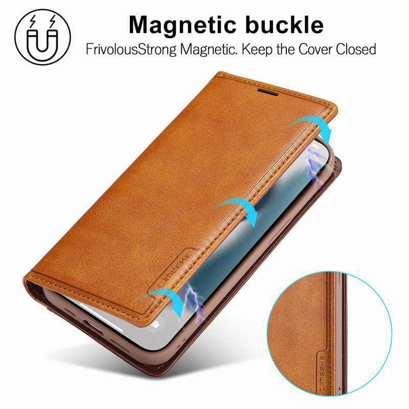 Casebuddy Brown / For Galaxy S23 Galaxy S23 Luxury Magnetic Real Leather Wallet