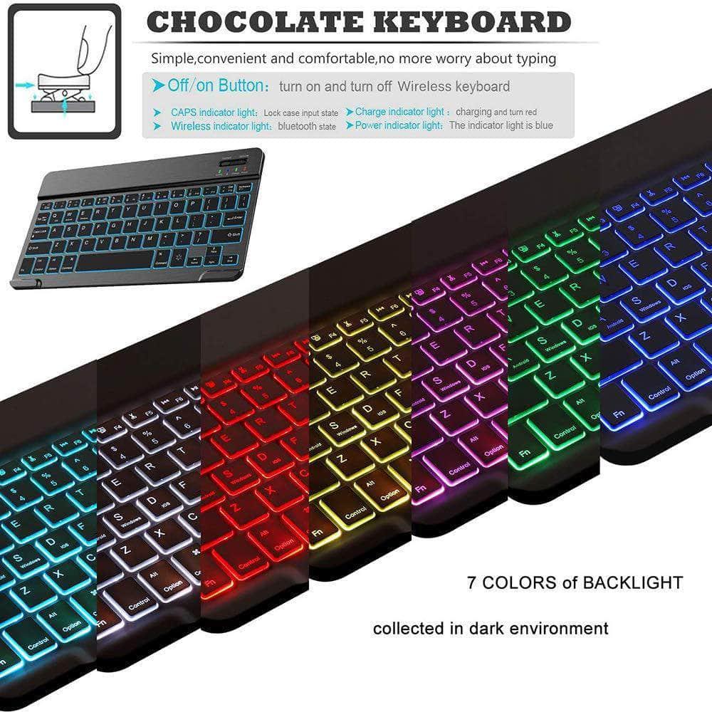 Galaxy Tab S6 10.5 T865 T860 7 Color Backlit Bluetooth Keyboard  Flip Stand Case - CaseBuddy