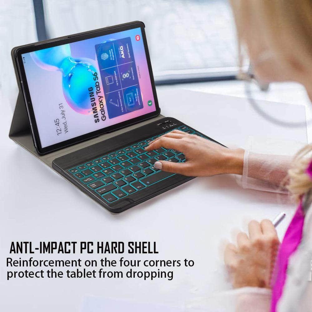 Galaxy Tab S6 10.5 T865 T860 7 Color Backlit Bluetooth Keyboard  Flip Stand Case - CaseBuddy