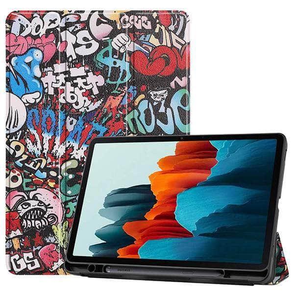 Galaxy Tab S7 T870 T875 Pencil Holder Soft TPU Back Shell Magnetic Smart Case - CaseBuddy