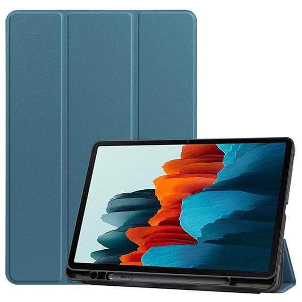 Galaxy Tab S7 T870 T875 Pencil Holder Soft TPU Back Shell Magnetic Smart Case - CaseBuddy
