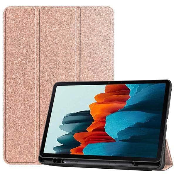 Galaxy Tab S7 T870 T875 Pencil Holder Soft TPU Back Shell Magnetic Smart Case - CaseBuddy