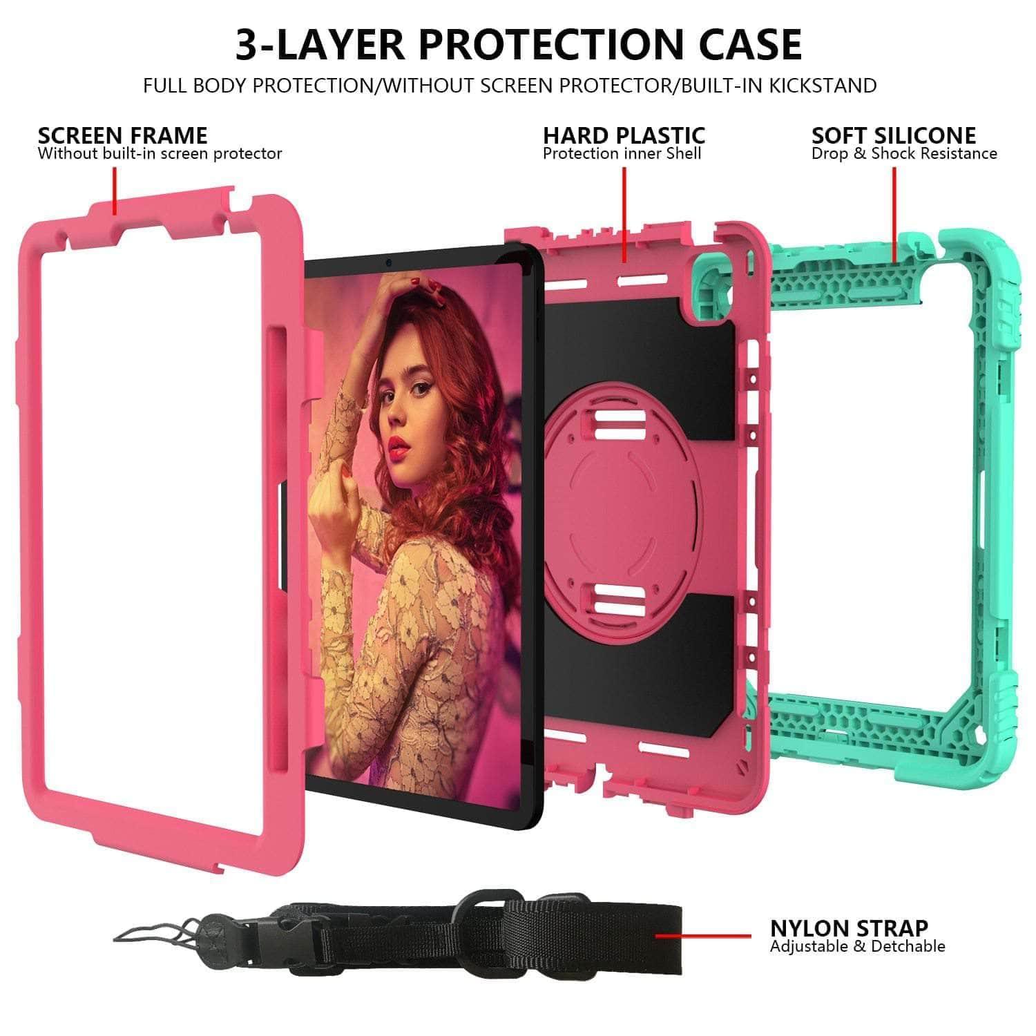 CaseBuddy Australia Casebuddy iPad Air 4 10.9 Case 2020 Hybrid 3 Layers Armor Kids Shockproof Case