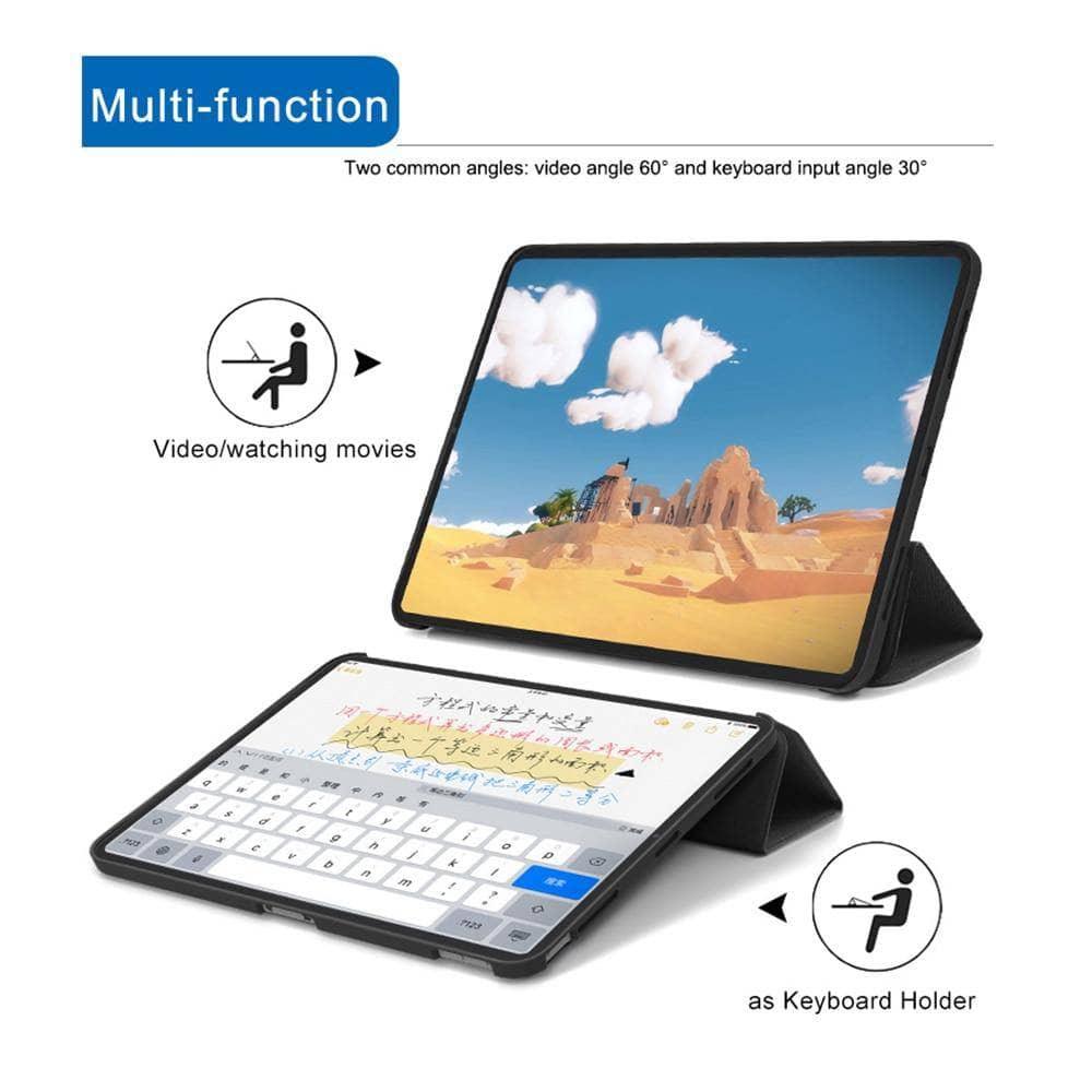 iPad Pro 12.9 2018 WOWCASE Leather Look Ultra Slim Back Tri-fold Magnetic Flip Smart Tablet Cover - CaseBuddy
