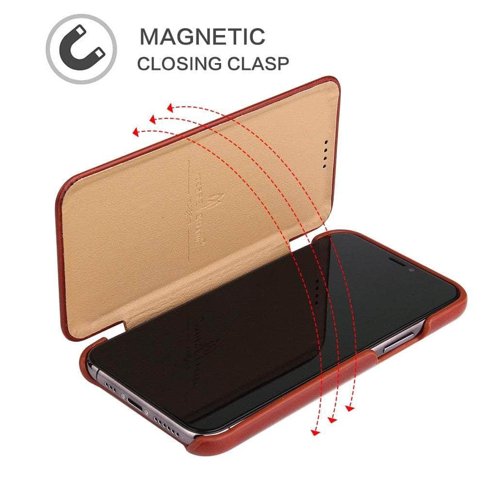 Casebuddy iPhone 14 Pro Genuine Leather Magnet Flip Case