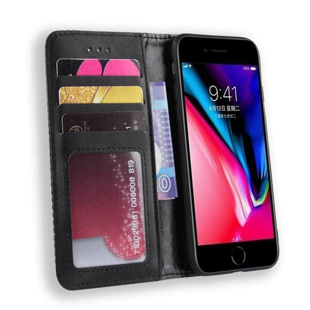 iPhone SE 2020 Luxury Flip PU Leather Wallet Magnetic Adsorption Case - CaseBuddy