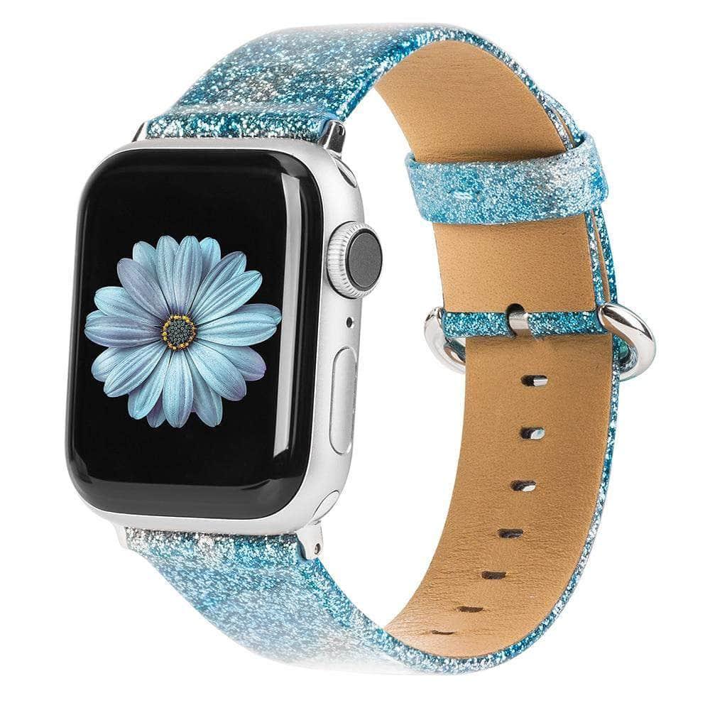 Leather Bling Diamond Band Apple Watch Band 6 5 4 3 2 SE 44/42/40/38 - CaseBuddy