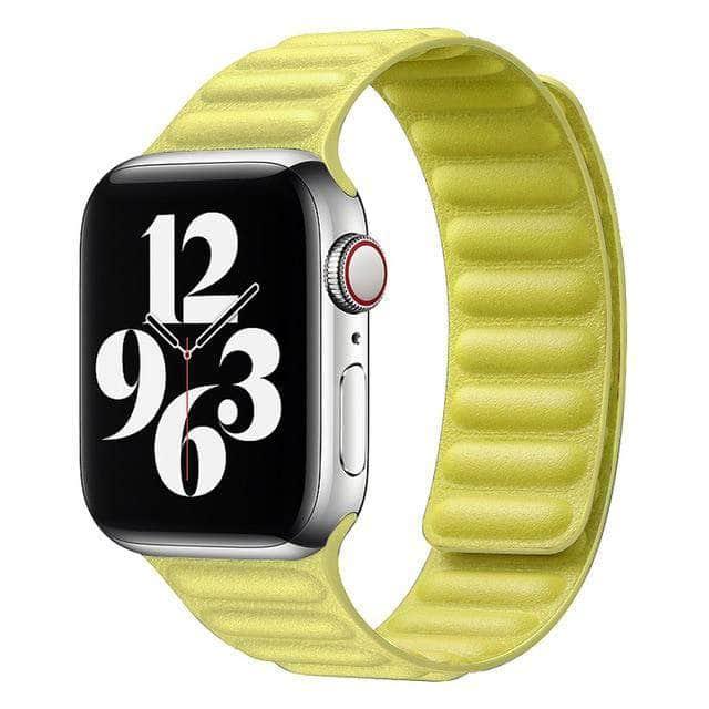 Leather Link Strap Apple Watch 6 5 4 3 2 SE 44/42/40/38 Adjustable Magnetic Bracelet - CaseBuddy