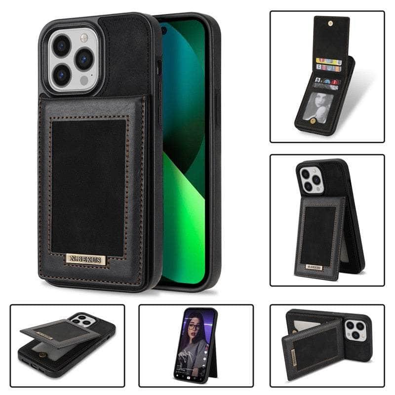 Casebuddy hei / iPhone14 Pro Max Luxury Vegan Leather iPhone 14 Pro Max Wallet Card Slots Holder