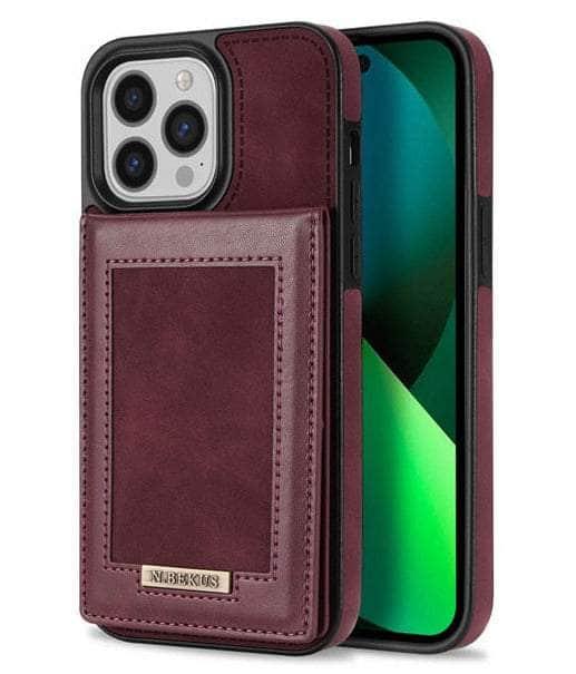 Casebuddy zong / iPhone 14 Luxury Vegan Leather iPhone 14 Wallet Card Slots Holder