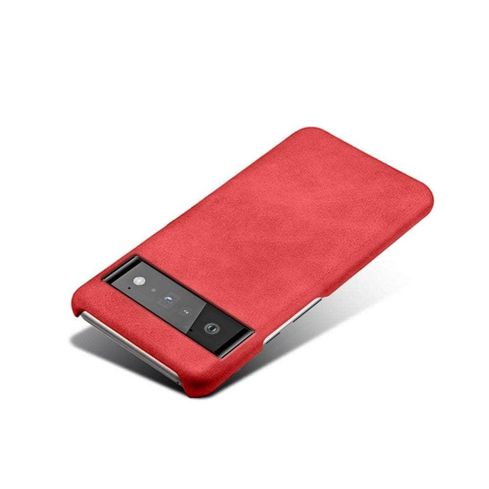 Casebuddy Red / For Pixel 6 Luxury Vegan Pixel 6 Leather Cover