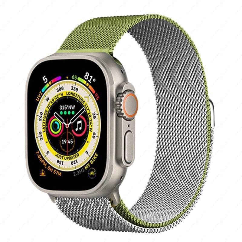 Casebuddy Green silver / 42mm -44mm-45mm-49mm Magnetic Strap Apple Watch Ultra 8 7 6 SE 5 4 3