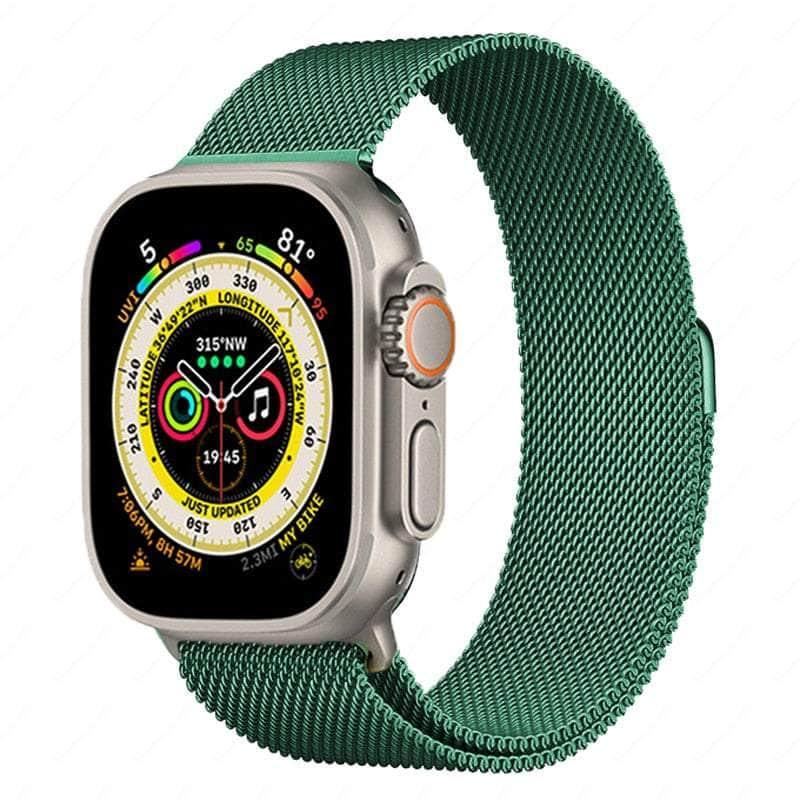 Casebuddy dark green / 42mm -44mm-45mm-49mm Magnetic Strap Apple Watch Ultra 8 7 6 SE 5 4 3