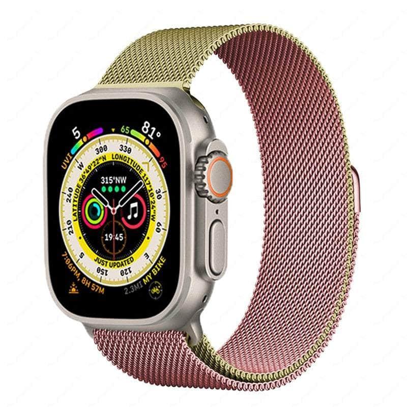 Casebuddy Red gold / 42mm -44mm-45mm-49mm Magnetic Strap Apple Watch Ultra 8 7 6 SE 5 4 3