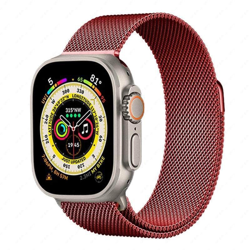 Casebuddy Red / 42mm -44mm-45mm-49mm Magnetic Strap Apple Watch Ultra 8 7 6 SE 5 4 3