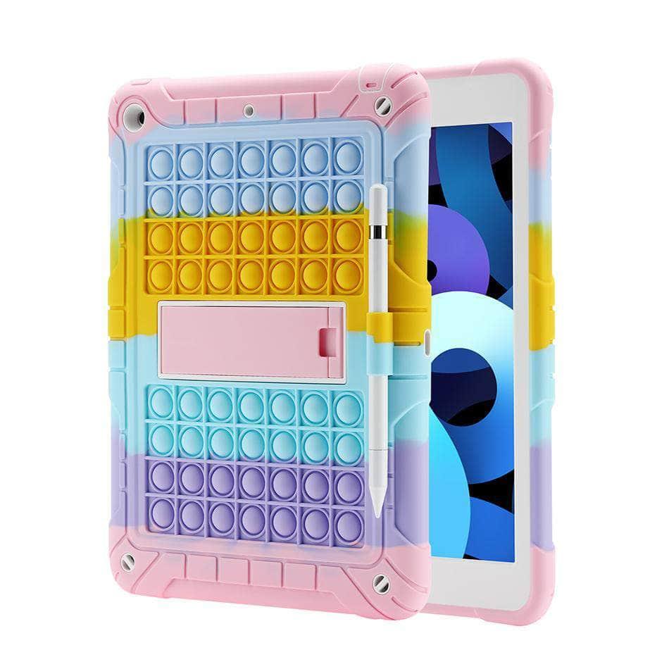 CaseBuddy Australia Casebuddy Rainbow Bubble Silicone iPad 7 & 8 Case Anti-Anxiety Stress Relief