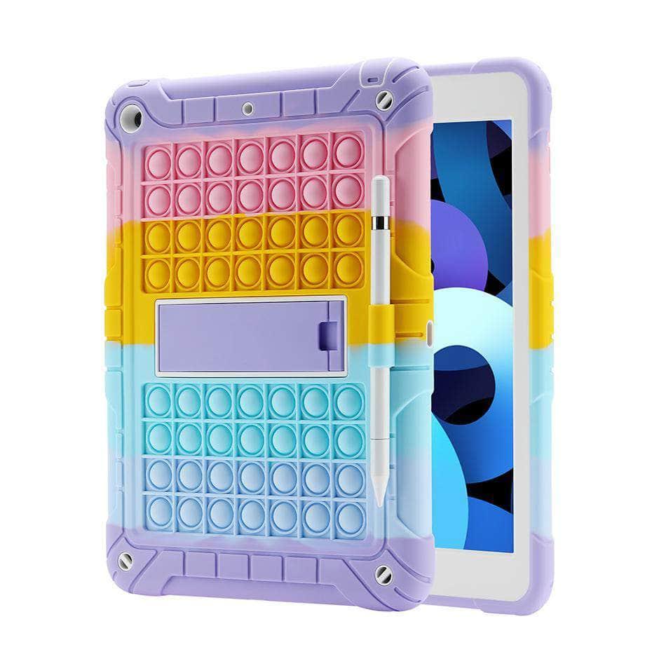 CaseBuddy Australia Casebuddy Rainbow Bubble Silicone iPad Air 4 Case Anti-Anxiety Stress Relief