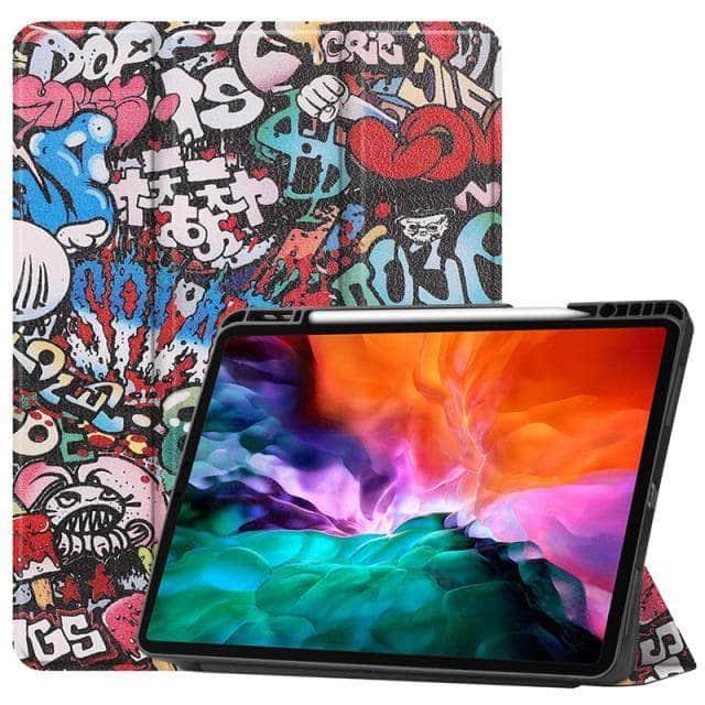 CaseBuddy Australia Casebuddy TY / iPad Pro 12.9 2021 Tri-Fold Leather Flip Cover iPad Pro 2021 Protective Shell