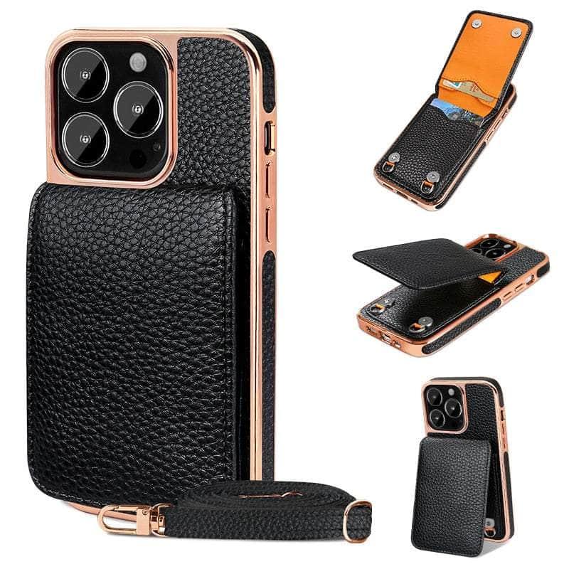 Casebuddy Black / For iphone 14 Vietao Luxury Leather Wallet iPhone 14 Cover