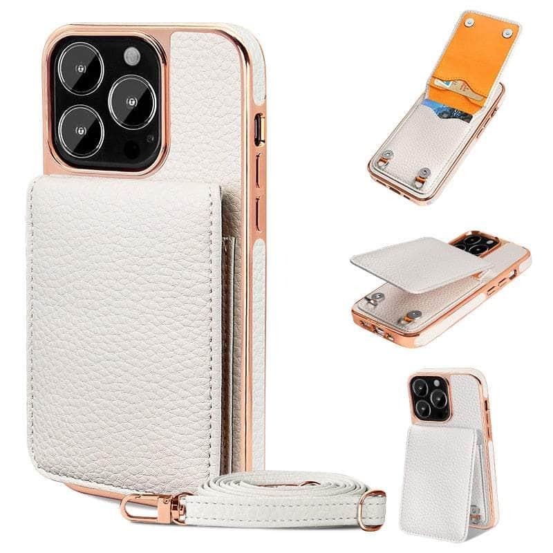 Casebuddy White / For iphone 14 Vietao Luxury Leather Wallet iPhone 14 Cover