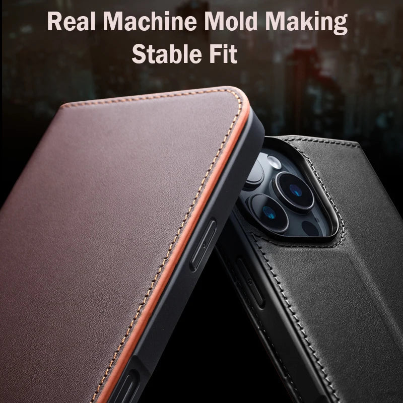 QIALINO Genuine Leather iPhone 17 Pro Handmade Case