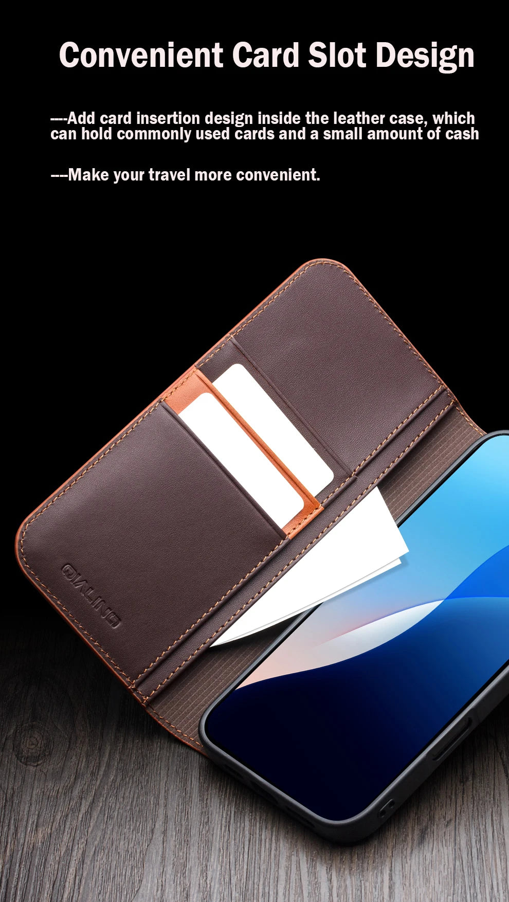 QIALINO Genuine Leather iPhone 17 Pro Handmade Case