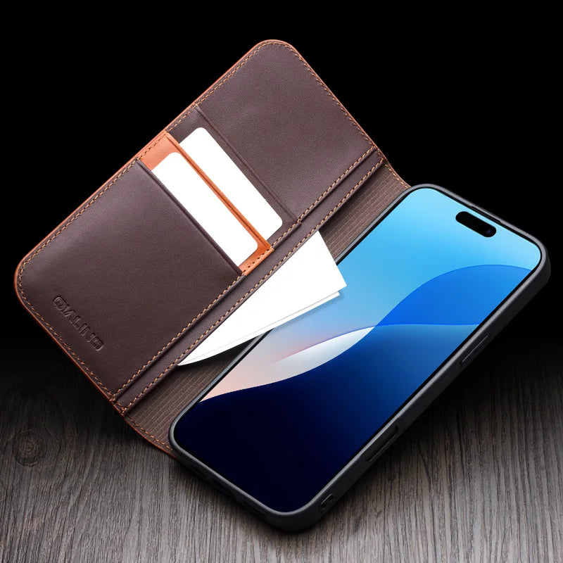 QIALINO Genuine Leather iPhone 17 Handmade Case