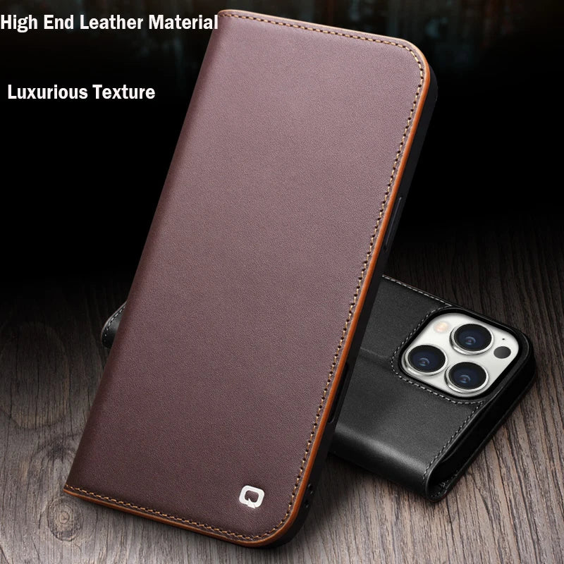 QIALINO Genuine Leather iPhone 17 Pro Max Handmade Case