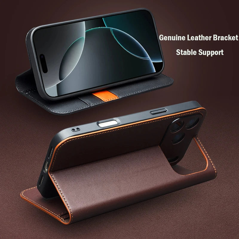 QIALINO Genuine Leather iPhone 17 Pro Handmade Case