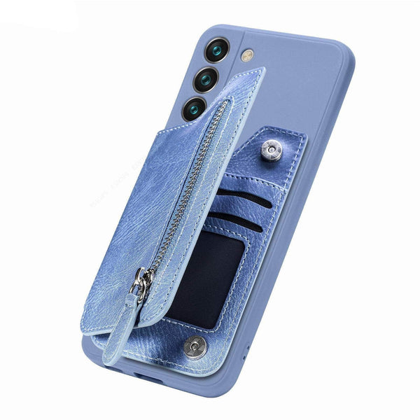 Casebuddy For Galaxy A34 / Blue Galaxy A34 5G Zipper Wallet Vegan Leather Case