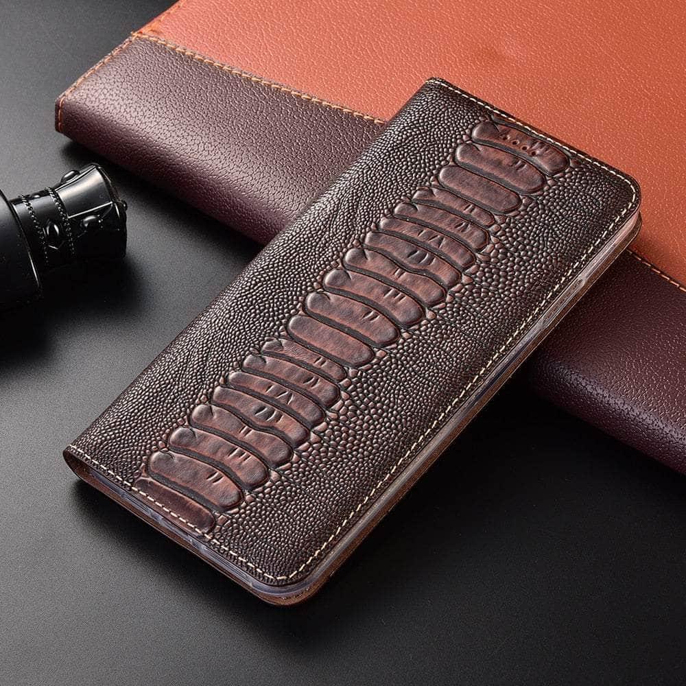 Casebuddy Coffee / For A34 Luxury Galaxy A34 Genuine Leather Flip Case
