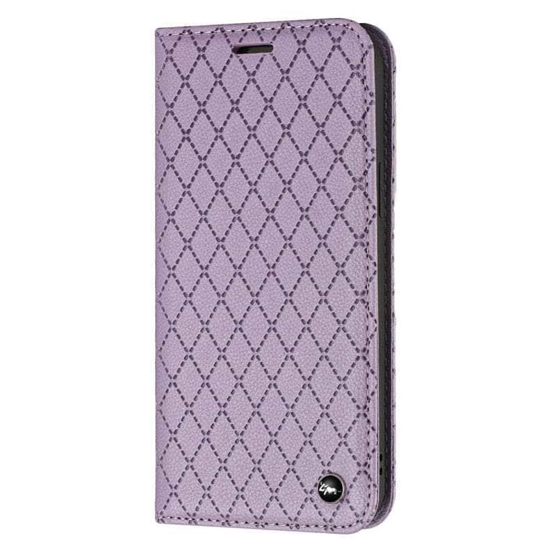 Casebuddy Purple / For Galaxy A34 5G Embossing Samsung Galaxy A34 Vegan Leather Wallet