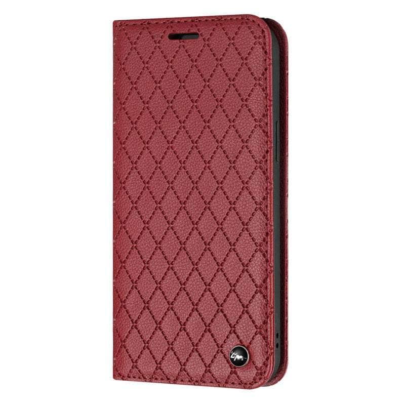 Casebuddy Red / For Galaxy A34 5G Embossing Samsung Galaxy A34 Vegan Leather Wallet