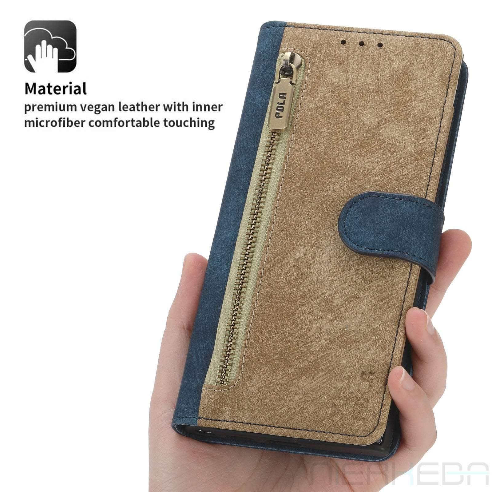 Casebuddy Khaki or Blue / Samsung A24 Galaxy A24 Anti-Theft Brush Leather Case