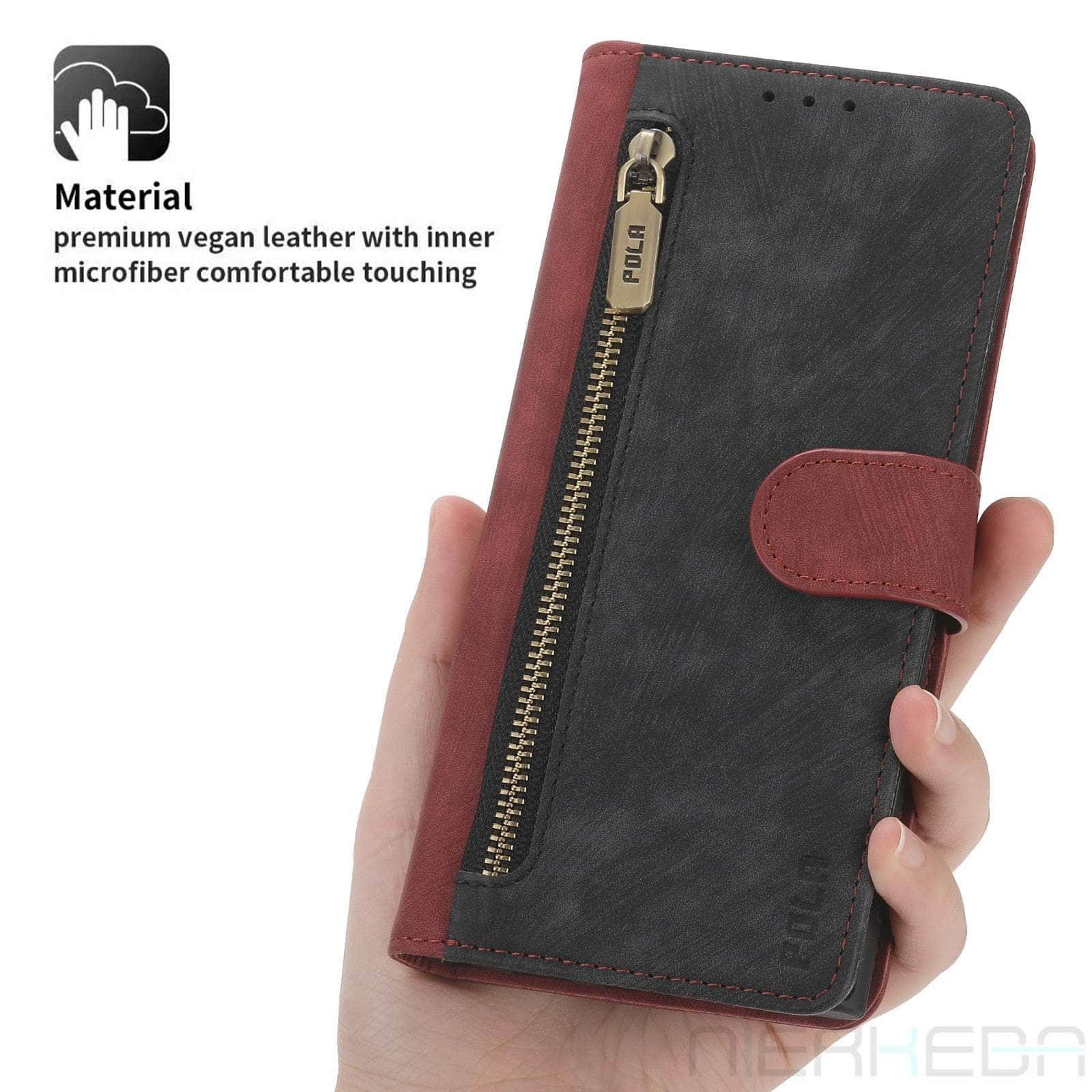 Casebuddy Black or Red / Samsung A24 Galaxy A24 Anti-Theft Brush Leather Case