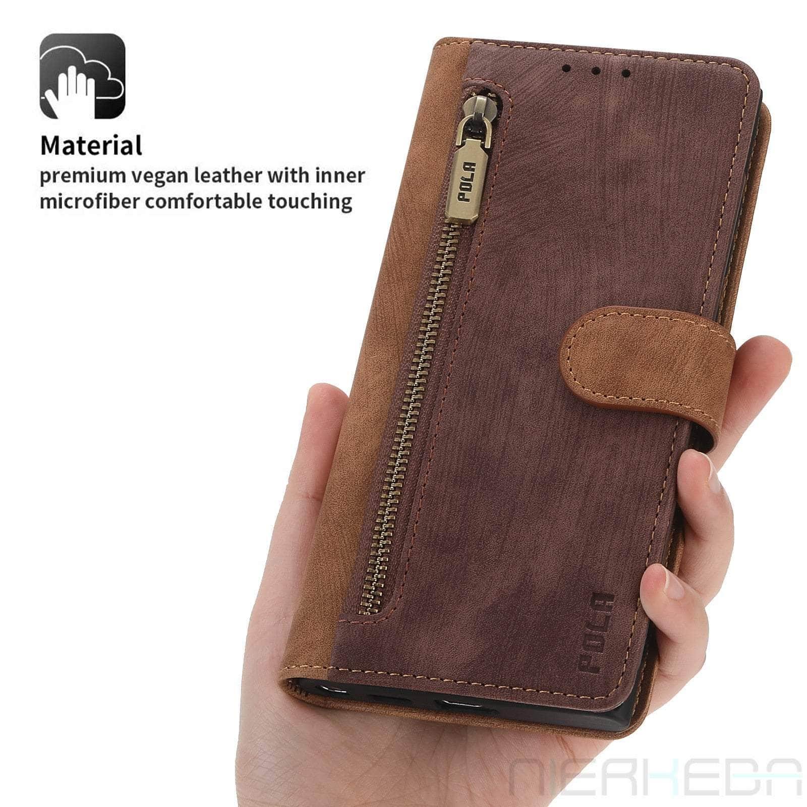 Casebuddy Coffee or Brown / Samsung A24 Galaxy A24 Anti-Theft Brush Leather Case