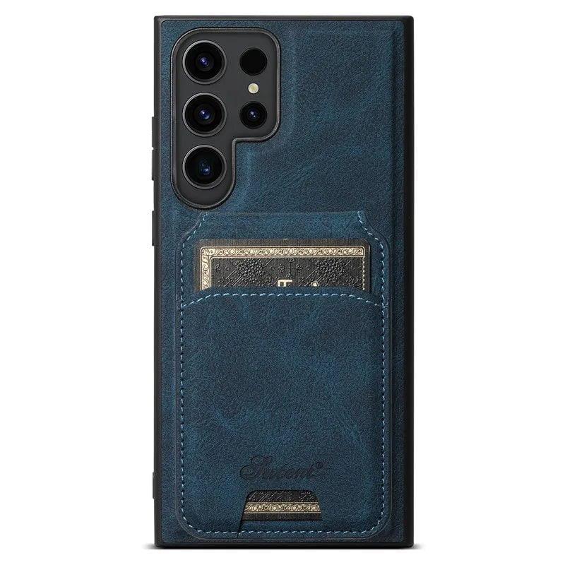 Casebuddy Blue / S24 Galaxy S24 Card Holder Vegan Leather Magnetic Pocket