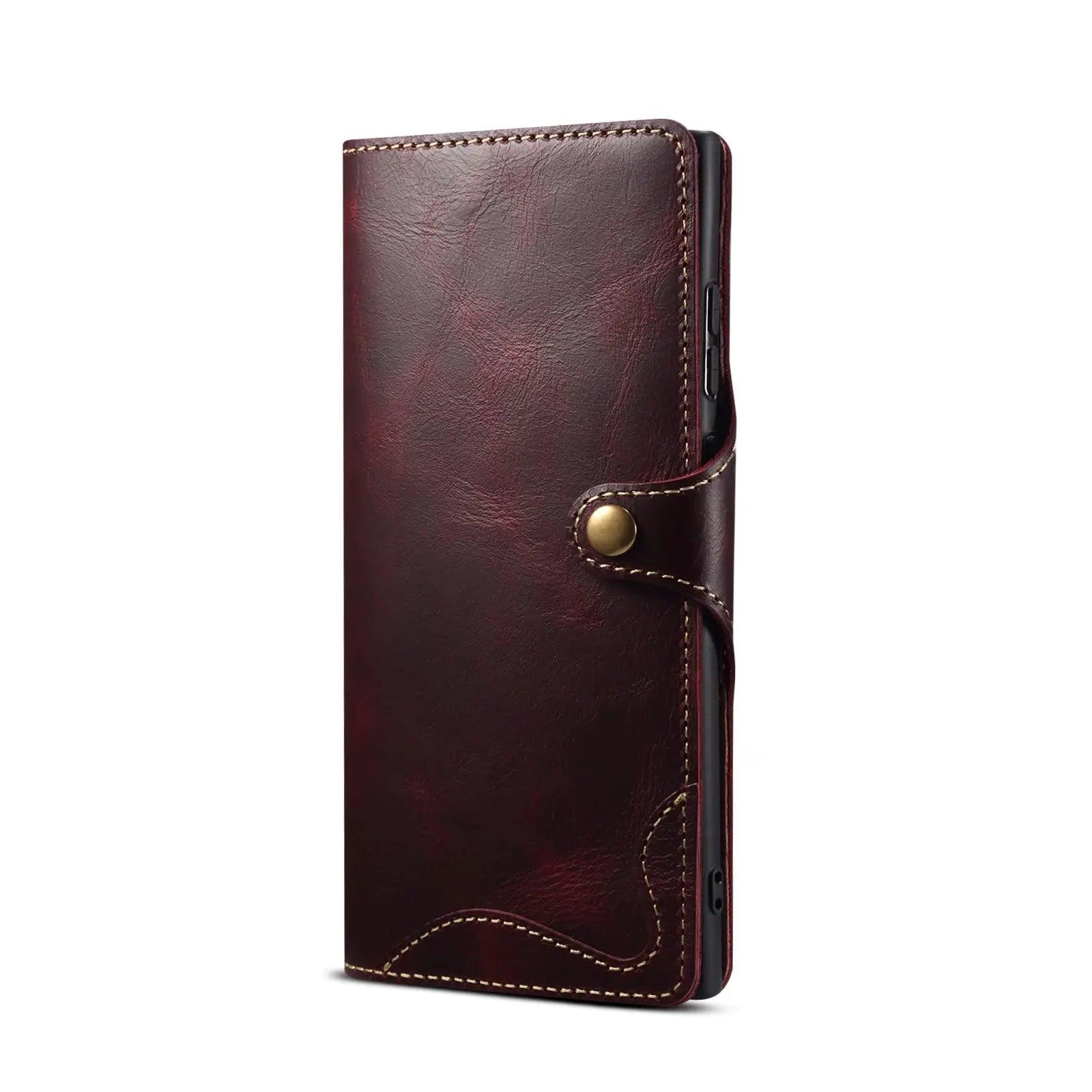 Casebuddy Red / Galaxy S24 Ultra Galaxy S24 Ultra Real Cowhide Leather Wallet Case