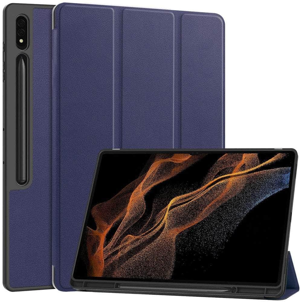 Casebuddy Navy / Tab S9 11inch X710 Galaxy Tab S9 Smart Case Pencil Holder