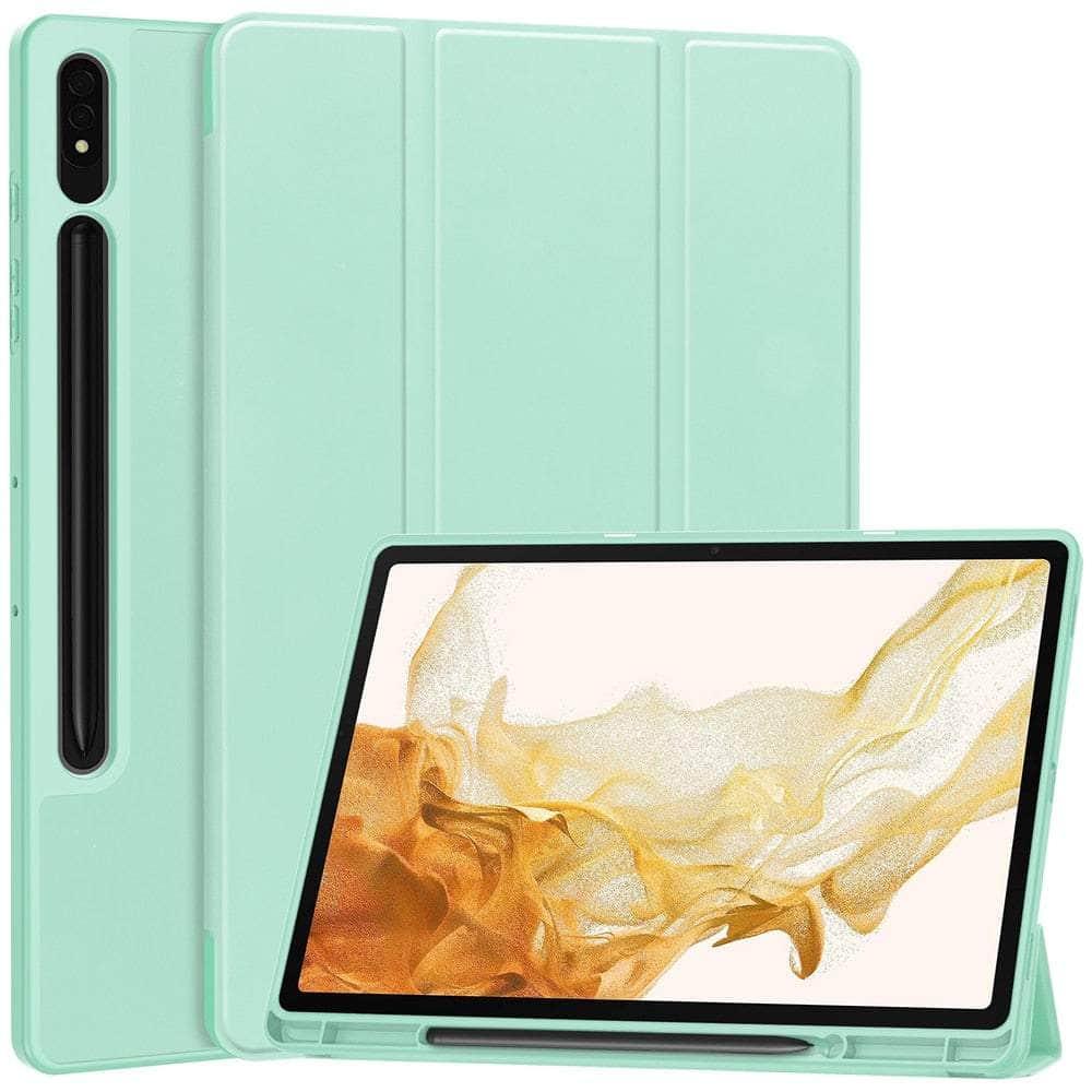 Casebuddy Mint green / Tab S9 11inch X710 Galaxy Tab S9 Smart Case Pencil Holder
