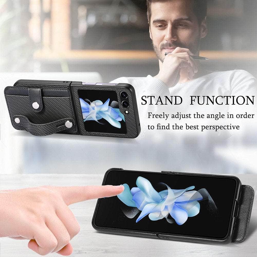 Casebuddy Galaxy Z Flip 5 Carbon Fiber Pattern Card Case