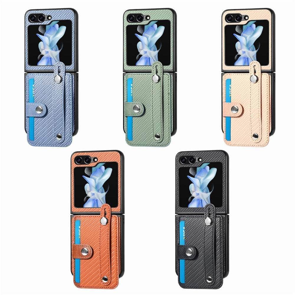Casebuddy Galaxy Z Flip 5 Carbon Fiber Pattern Card Case