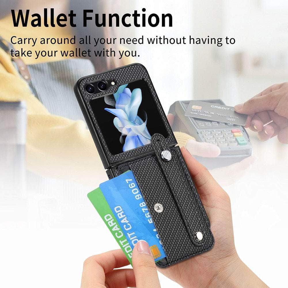 Casebuddy Galaxy Z Flip 5 Carbon Fiber Pattern Card Case