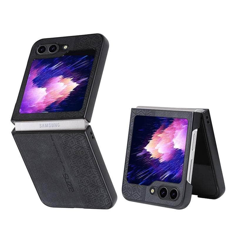 Casebuddy Black / For Galaxy Z Flip 5 Galaxy Z Flip 5 Shockproof Protective Leather Cover